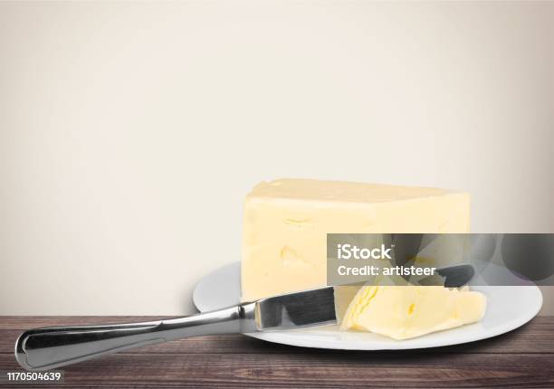 Butter Stock Photo - Download Image Now - Butter, Kitchen Knife, Plate