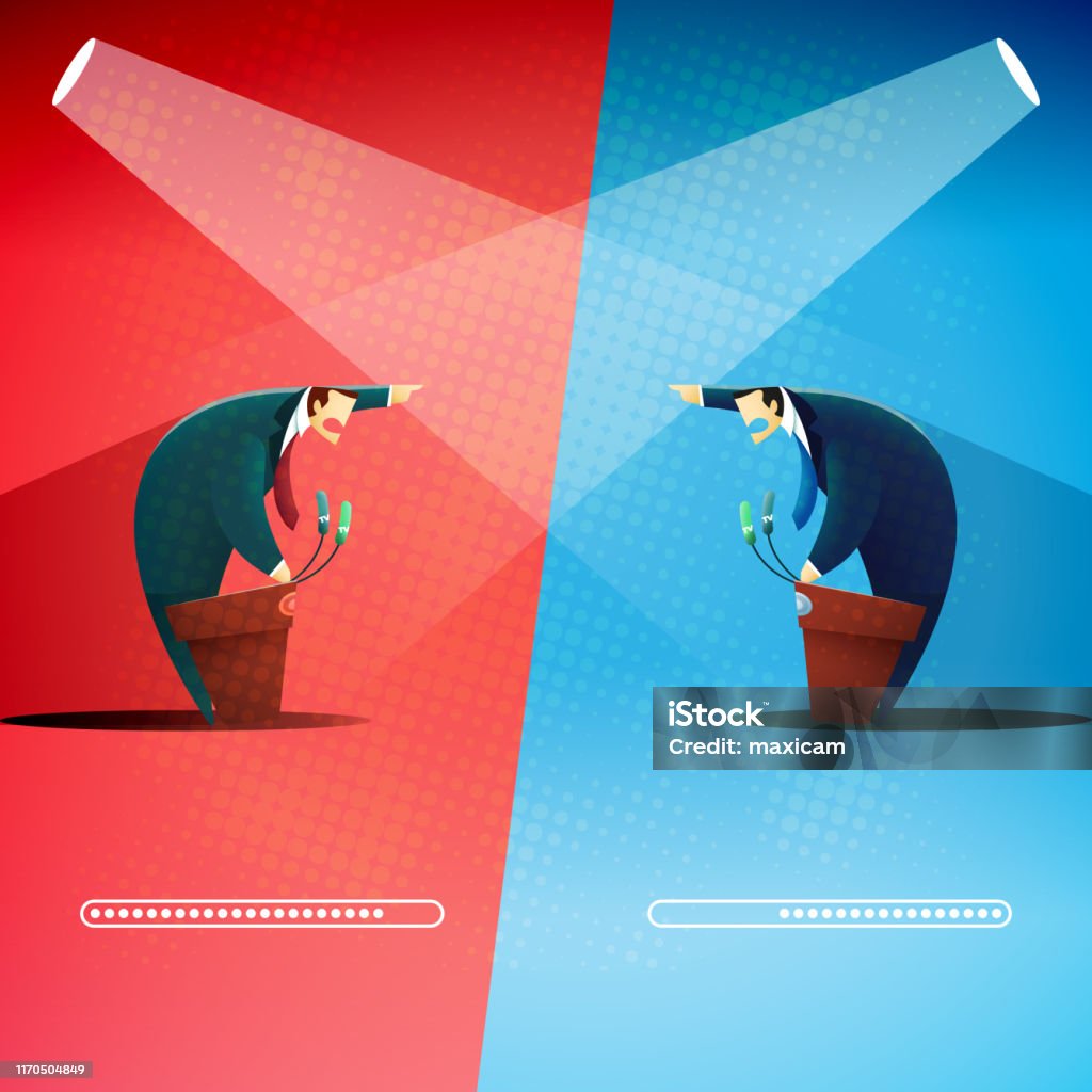 Politicians Arguing Two Men Argue During A Debate Stock Illustration - Download Image Now ...