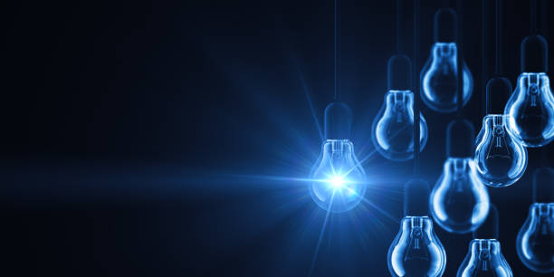 아이디어의 빛 - light bulb electricity lighting equipment blue 뉴스 사진 이미지