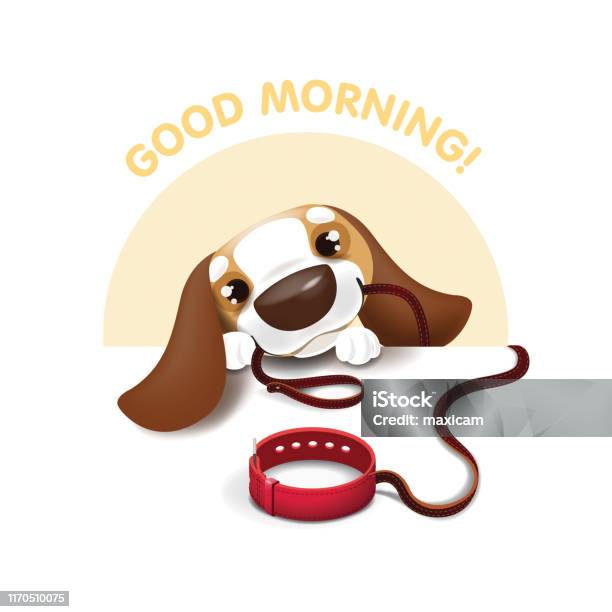 Vetores de Vector A Ilustração De Um Filhote De Cachorro Que Trouxesse Uma Trela E Peça Uma Caminhada Bom Dia Adesivo e mais imagens de Acordar - iStock Vetores de Vector A Ilustração De Um Filhote De Cachorro Que Trouxesse Uma Trela E Peça Uma Caminhada Bom Dia Adesivo e mais imagens de Acordar - iStock