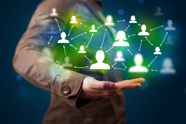 istock Young woman presenting modern technology social network map 1170513865