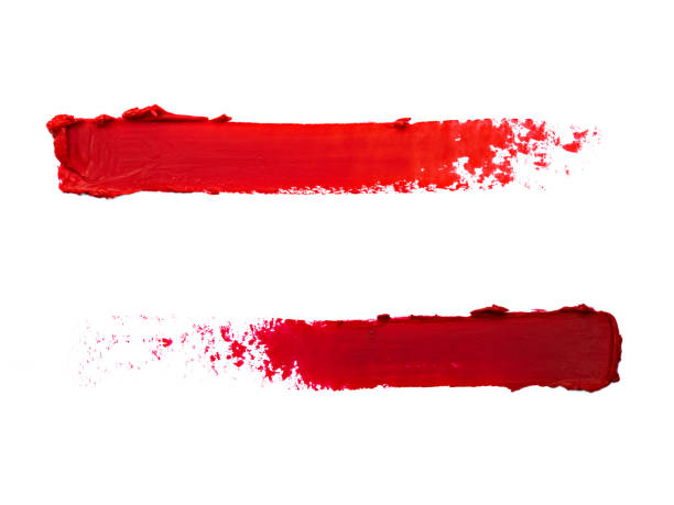 échantillons cosmétiques. - red lipstick photos et images de collection