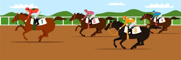 Vector illustration of Horse racing competition flat vector illustration