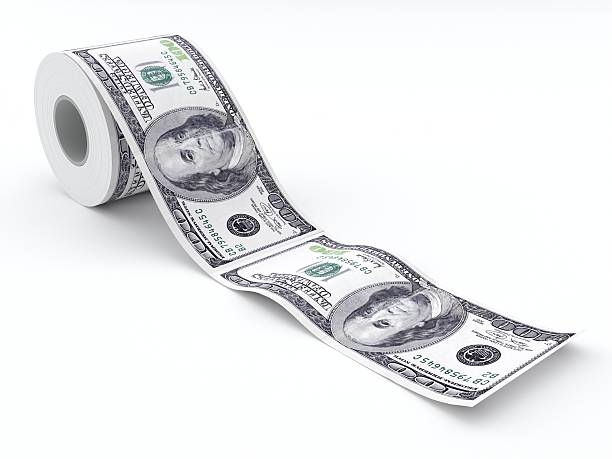 toilet dollar stock photo