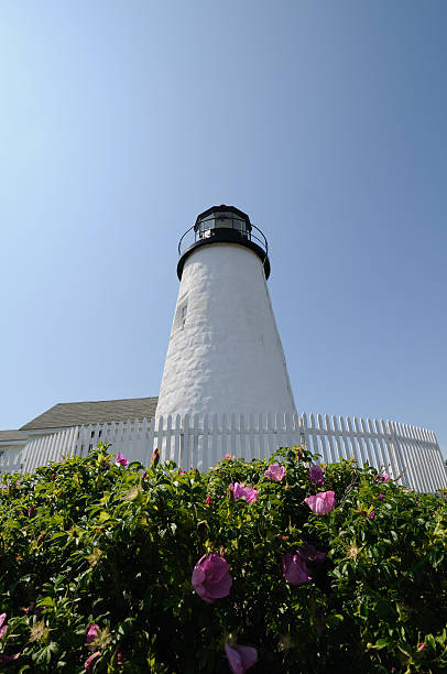 pemaquid point light - pemaquid peninsula lighthouse maine pemaquid point stock-fotos und bilder