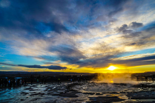 istock Geysir geyser and sunrise (Iceland) 1170517406