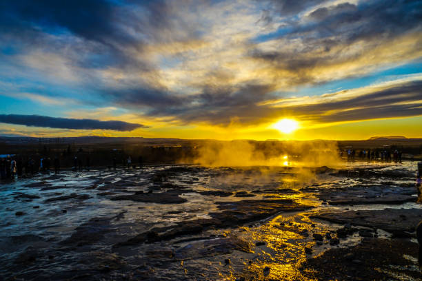 istock Geysir geyser and sunrise (Iceland) 1170517426