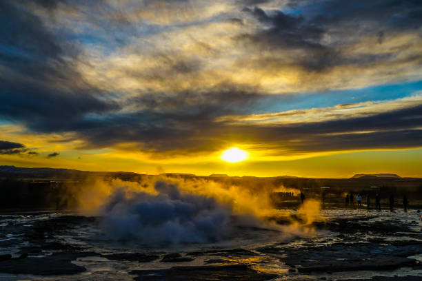 istock Geysir geyser and sunrise (Iceland) 1170517436