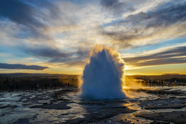 istock Geysir geyser and sunrise (Iceland) 1170517448
