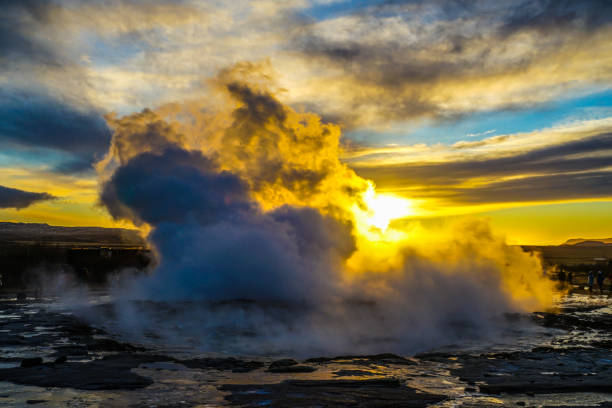 istock Geysir geyser and sunrise (Iceland) 1170517511