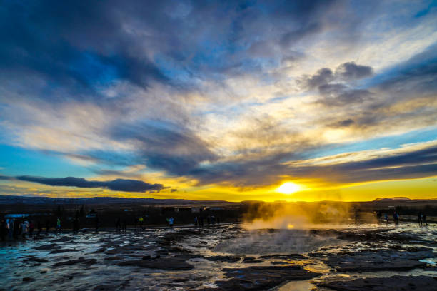 istock Geysir geyser and sunrise (Iceland) 1170517524
