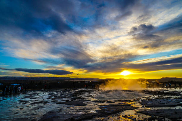 istock Geysir geyser and sunrise (Iceland) 1170517535
