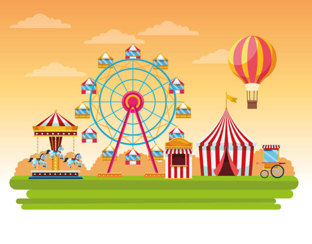 istock Circus fair festival scenery cartoon 1170521243