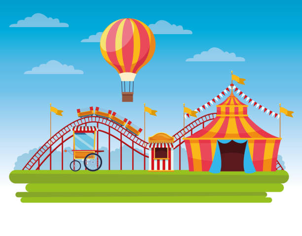 istock Circus fair festival scenery cartoon 1170521270