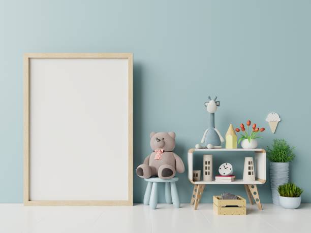 istock Mock up posters in child room interior. 1170529117