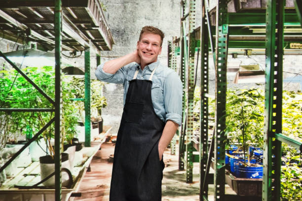 istock Marijuana shop - Male worker is happy 1170529483