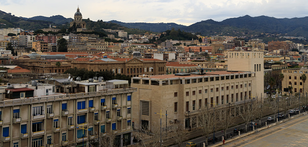 View of the city of Messina, Sicily Italy.