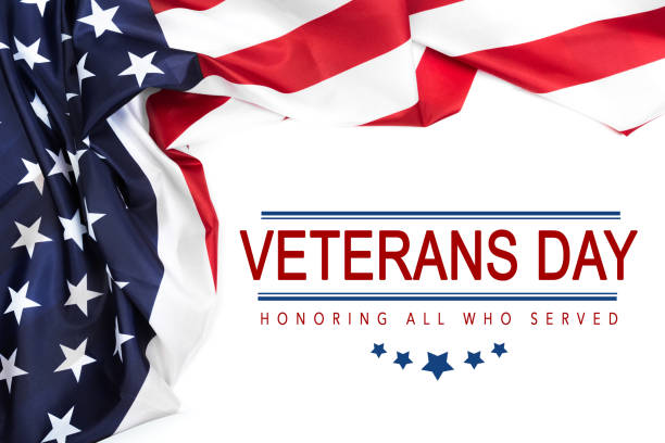 happy veterans day con bandiera americana - immagine - [with foto e immagini stock