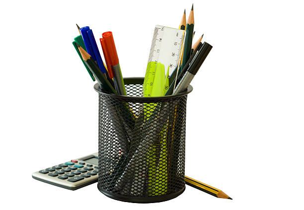 istock Desk tidy isolated on white background 117053287