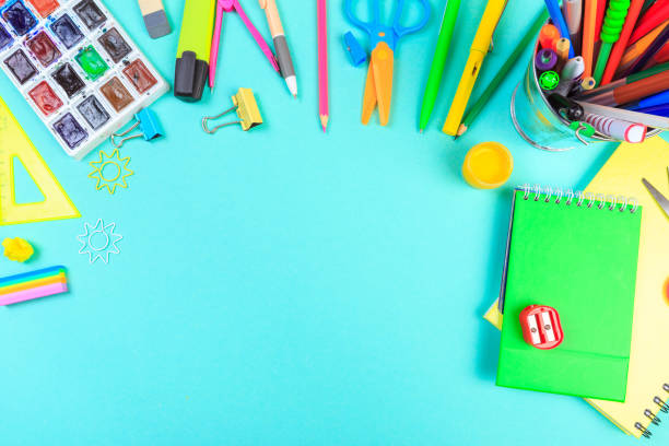 istock School stationery on color background. Back to school creative  Image 1170533833