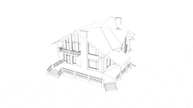 House construction drawing on grid