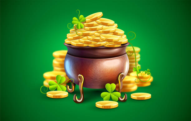 istock Pot with gold coins for Saint Patricks Day Holiday. Vector illustration. 1170536886