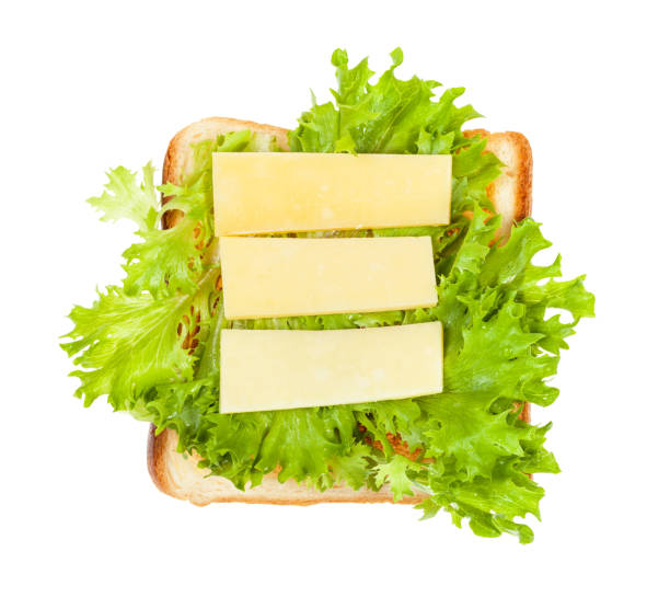 istock open sandwich with toast, cheese and leaf lettuce 1170538536