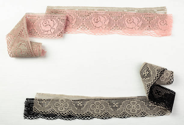 istock Lace on natural linen fabric. 1170541708