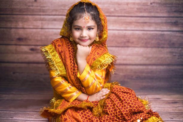 istock Little girl dressed up as Radha 1170541882
