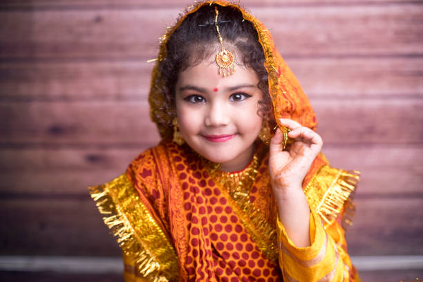 istock Little girl dressed up as Radha 1170542403