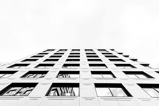 High-rise buildings of modern city. View from below.