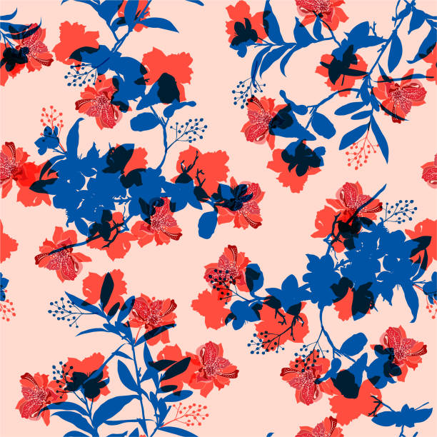istock Colorful and bright Silhouette of flower and botanical overlap Abstract seamless pattern with blooming flowers vector on modern style.Design for fashion,fabric,web, wallpaper,and all prints 1170544173