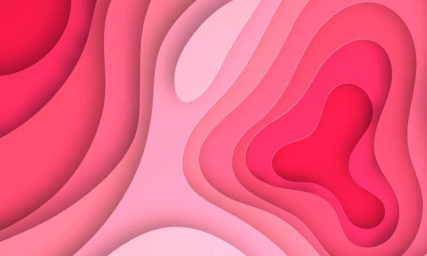istock Paper cut background. Red, pink abstract wave shapes - Trendy 3D design 1170553980