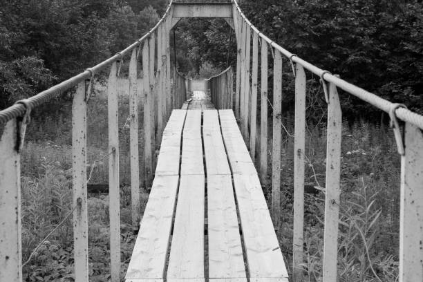 istock old suspension bridge over a small river in the forest in summer, bridge elements 1170555081