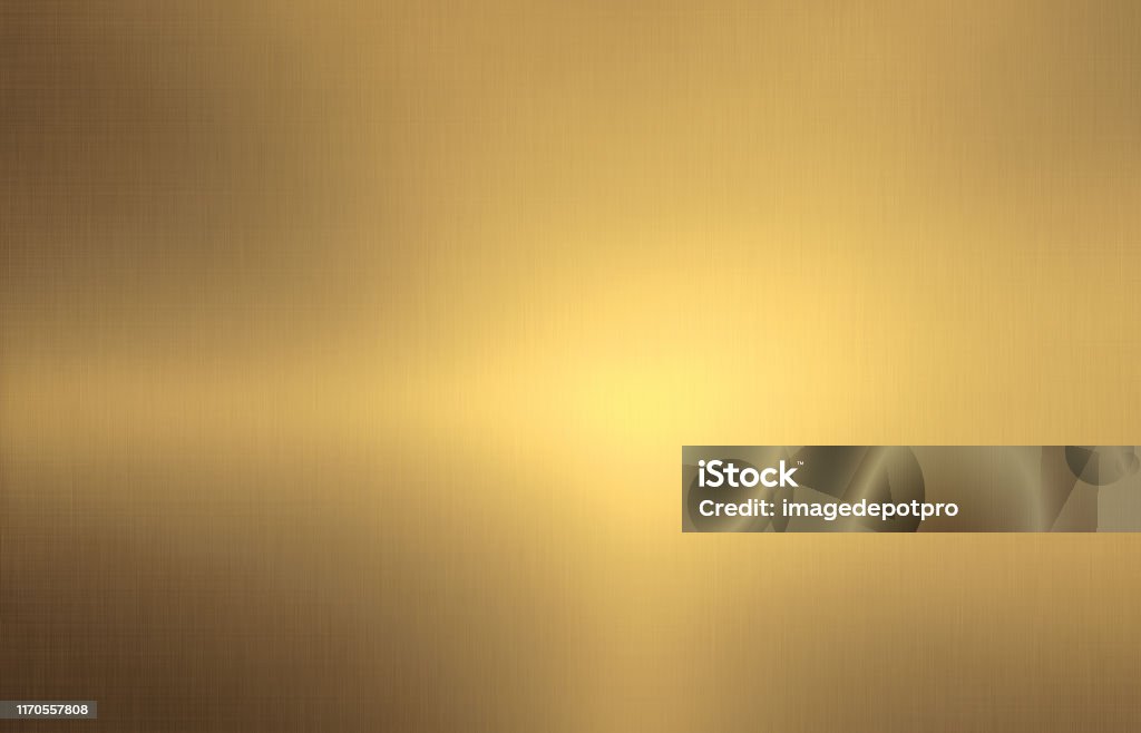 Shiny brushed gold color metal background Close up empty shiny brushed gold color metal surface texture Gold - Metal Stock Photo