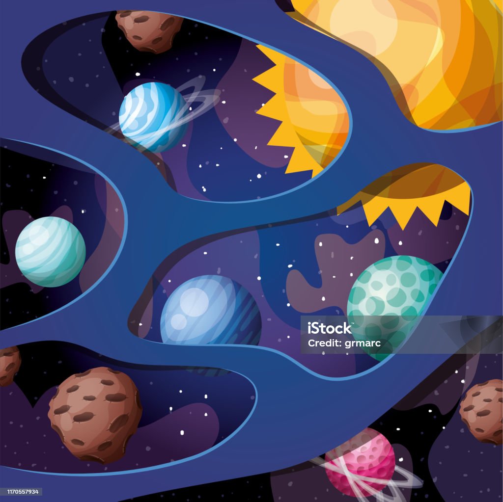 Vector Solar System Solar System Planets And Sun Design Vector Illustration Stock ...