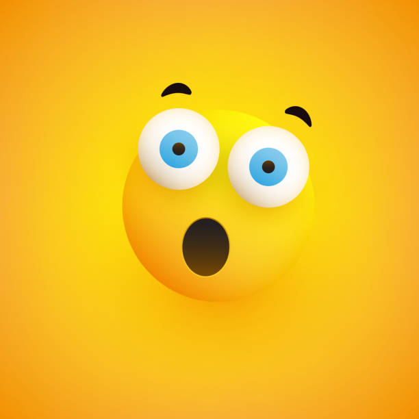Emoji with Surprised Face, Open Mouth and Eyes vector art illustration
