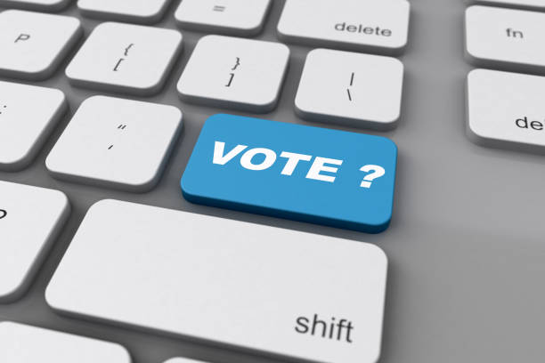 comment s'inscrire pour voter concept en ligne - politics internet computer key render photos et images de collection