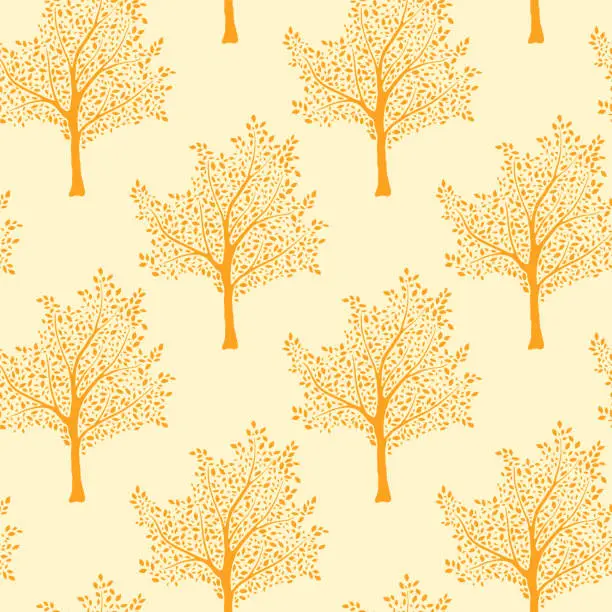 Vector illustration of Abstract autumn trees silhouettes seamless