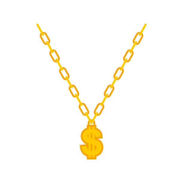 Dollar on gold chain. Rapper necklace. vector illustration Dollar on gold chain. Rapper necklace. vector illustration pimp stock illustrations