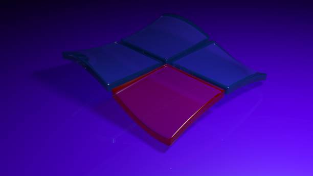 Glass transparent blue and red squares waving - 3D rendering illustration