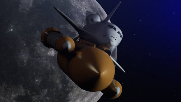 istock Space Shuttle In Space. The moon on the background. 3D Illustration 1170569999