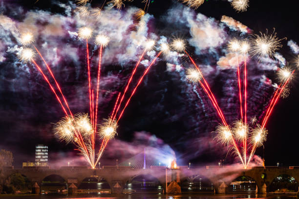 istock Fireworks over the river Guadiana in Badajoz, Spain 1170571150