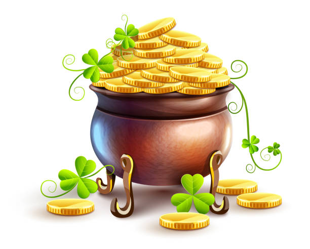 istock Pot with gold coins for Saint Patricks Day Holiday. Vector illustration. 1170573499