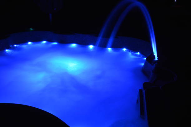 istock Closeup on a spa with interior lighting at night 1170576186