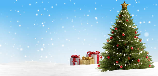 istock Christmas presents and tree background 3d-illustration 1170577203