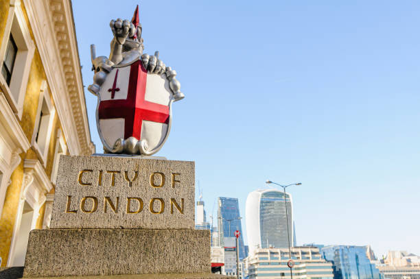 Marker for the City of London at London Bridge Marker for the City of London at London Bridge city of london stock pictures, royalty-free photos & images