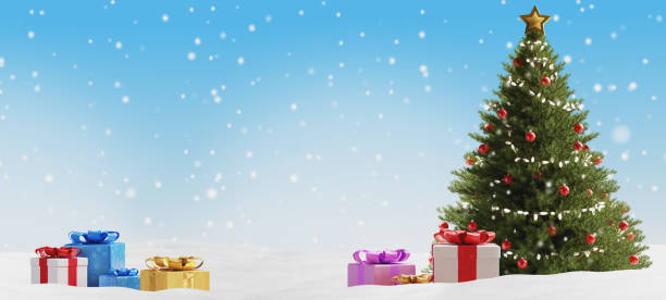 istock Christmas presents and tree background 3d-illustration 1170577875