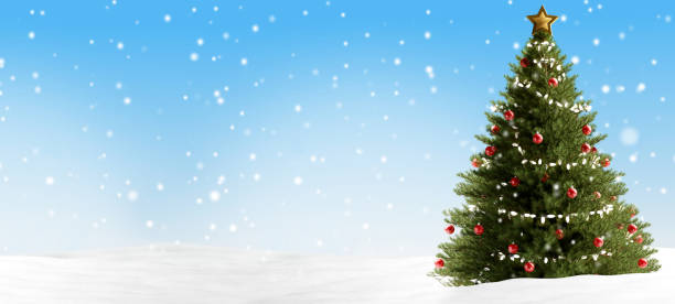 istock Christmas tree backdrop with snowflakes 3d-illustration 1170578326