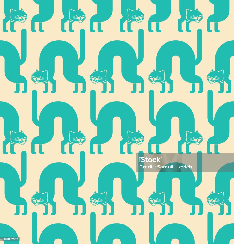 Angry Pattern Abstract Angry Cat Pattern Seamless Attacker Pet Background Animal Vector ...